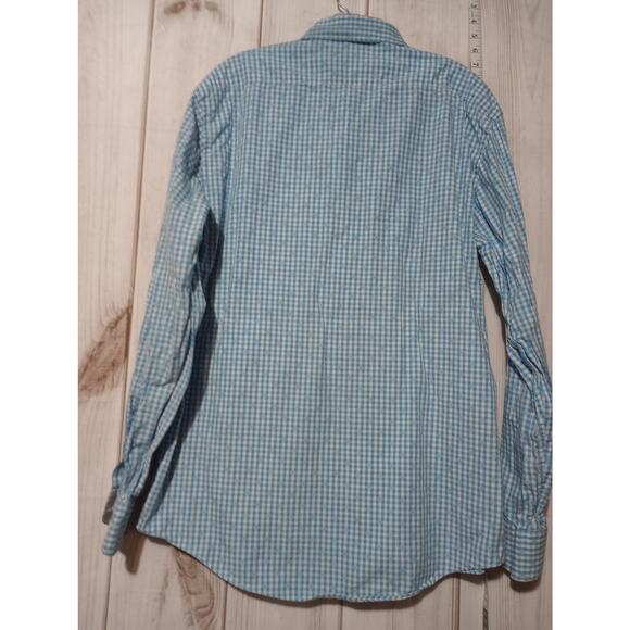Saks Fifth Avenue Shirt‎ Mens XL Gingham Check Slim Fit Long Sleeve Dress Shirt - Picture 5 of 10